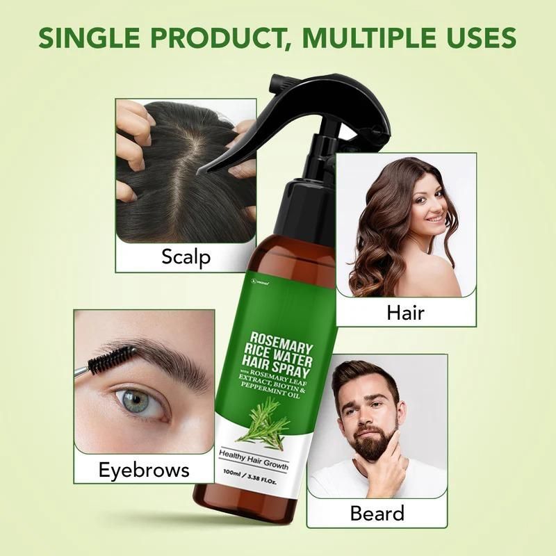 Rosemary Rice Water Hair Spray helps scalp treatement, eyebrows, beard hair growth, hair growth
