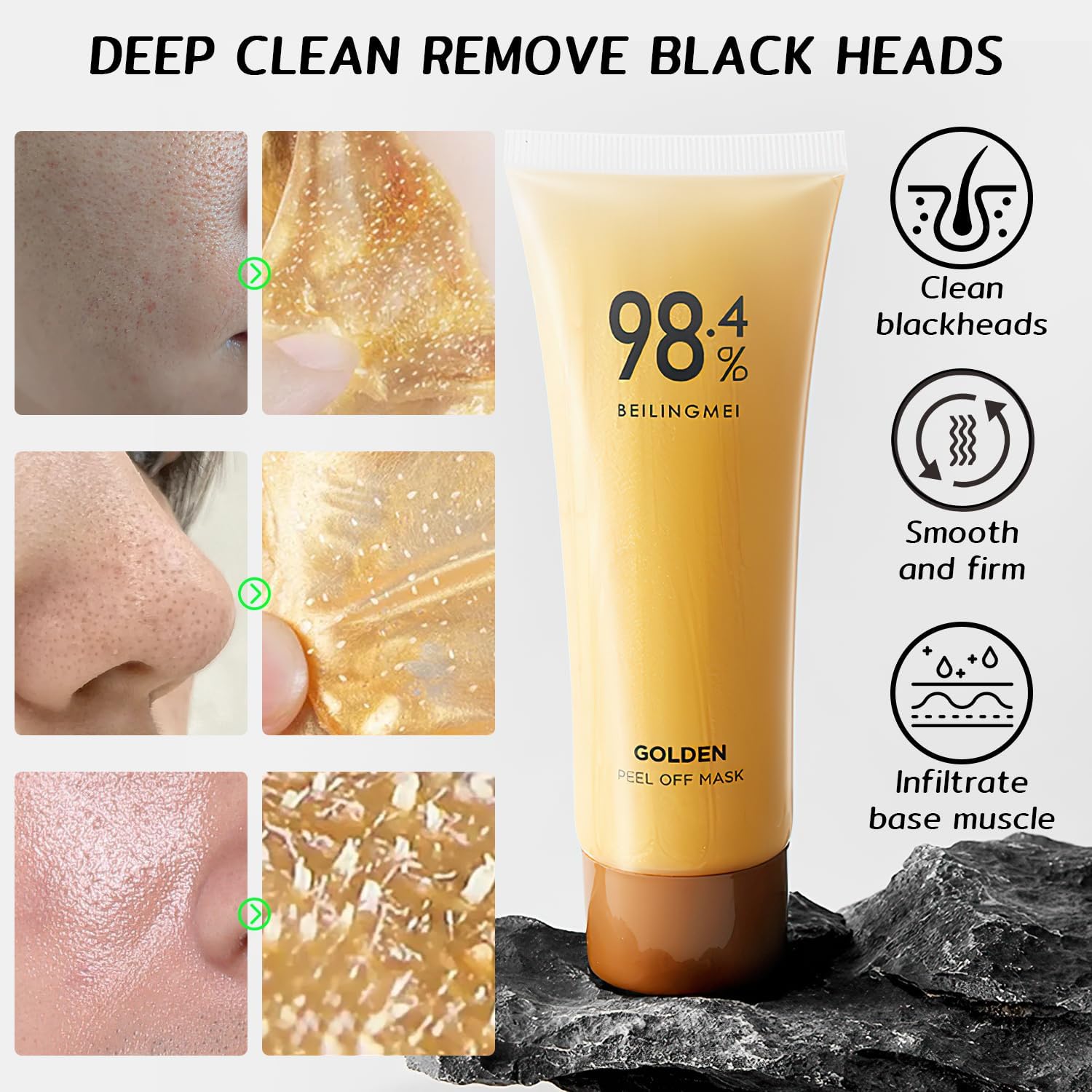 peel off skin mask, peel off mask, golden skin mask, 24k gold mask, 98.4 gold peel off mask