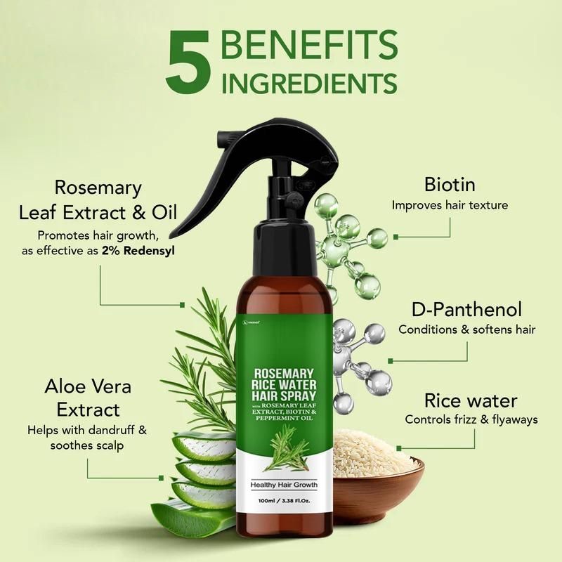 Rosemary Rice Water Hair Spray 100ml
Hair & Skin Serum , Strengthen hair Moisturize Hair Thicken Naturally  Dry hair, Oily hair, Flaky, Damaged Hair benefits